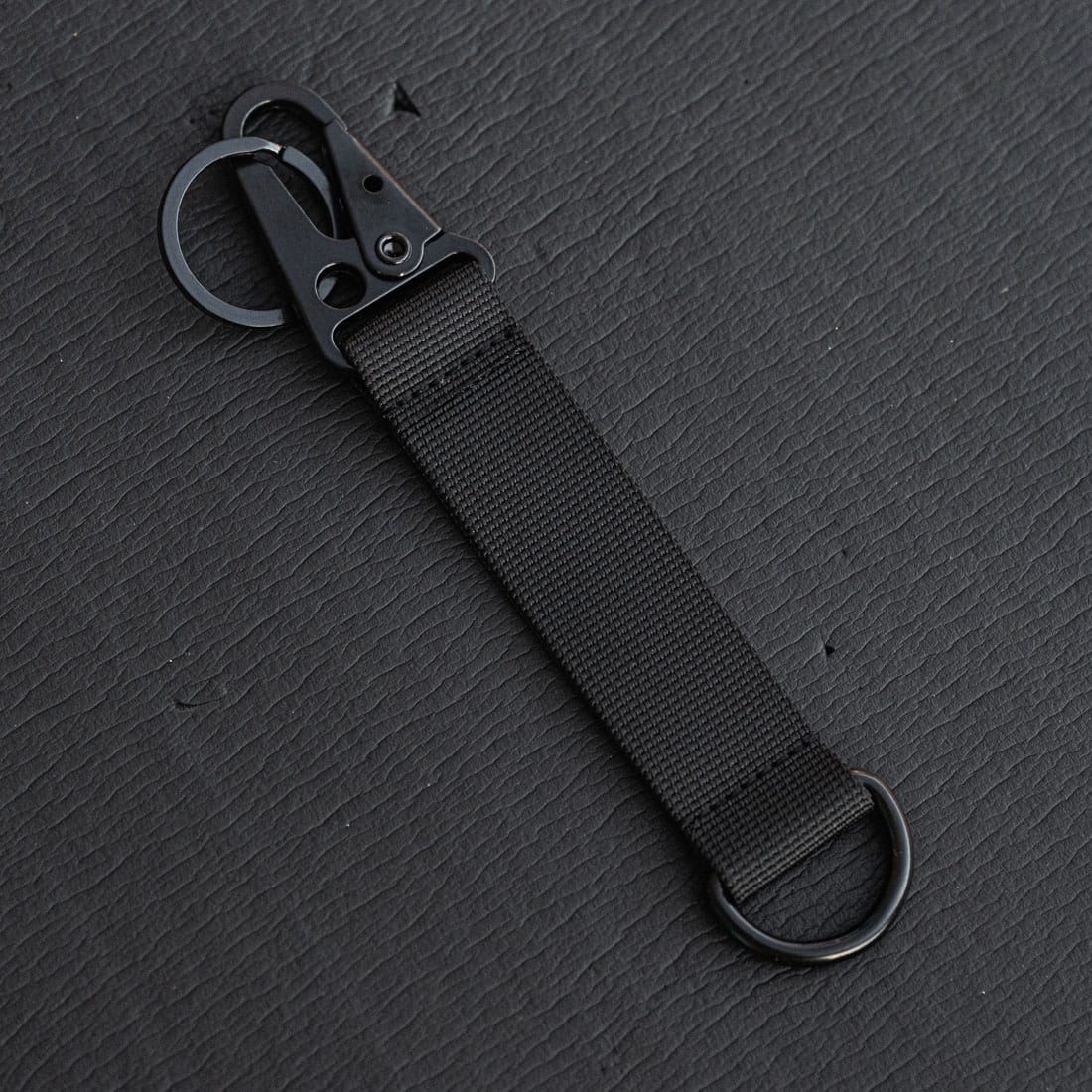 Nylon Clash Hook D-Ring Keychain - Stealth Black