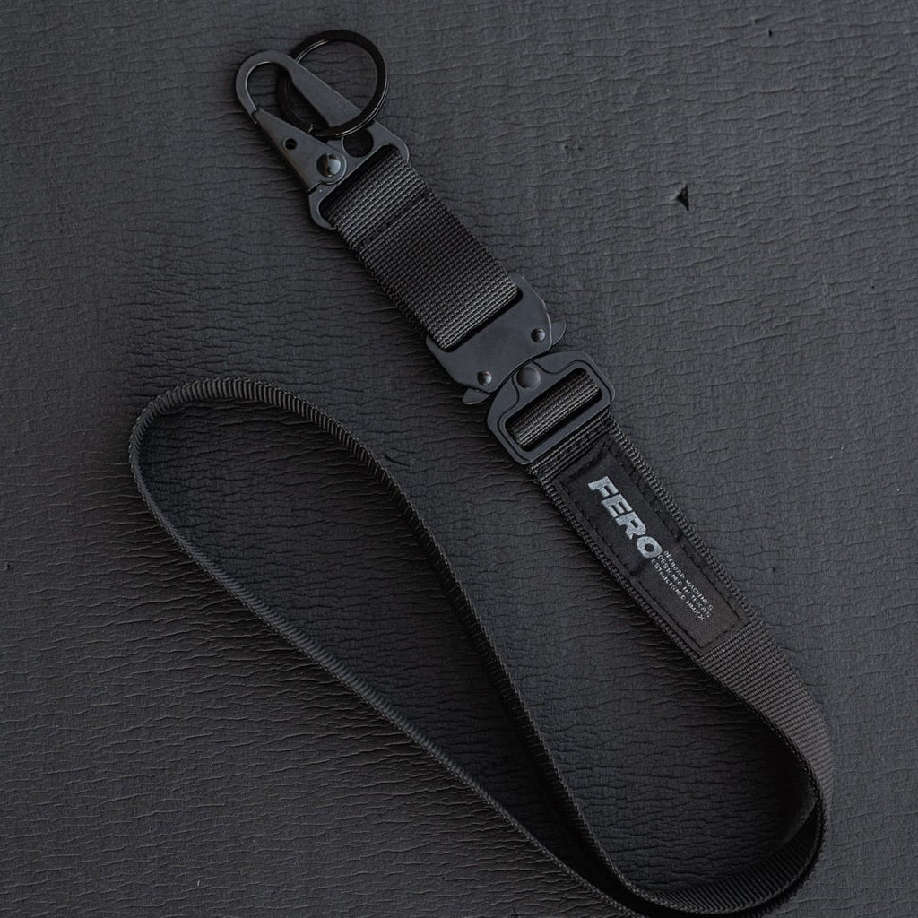 Fero Nylon Clash Hook D-Ring Keychain - Stealth Black