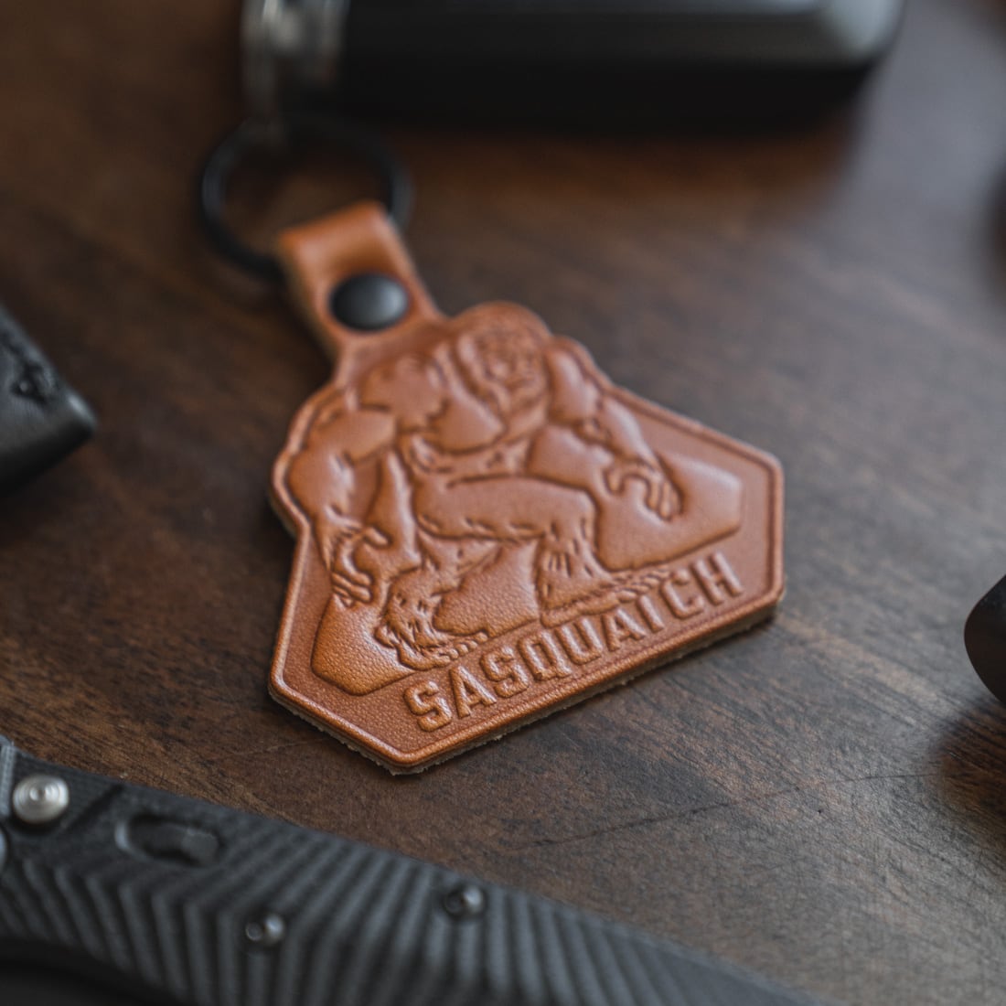 Fero Sasquatch Leather Keychain