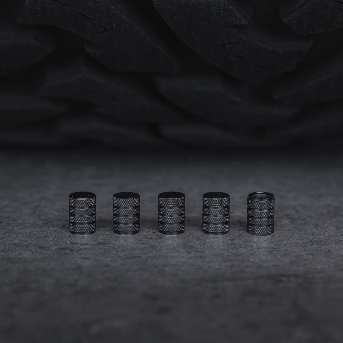 Tire Valve Stem Covers (Set of 5) - Knurled Corrosion-Proof